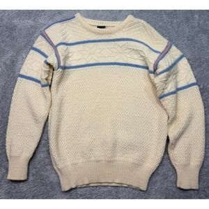 Vintage Dale of Norway Sweater Womens 42 Cream Nordic Wool Pastel Snowflake Knit